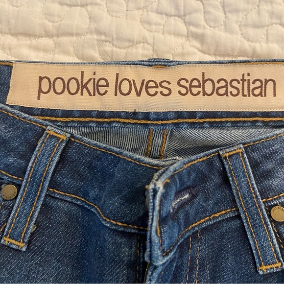 POOKIE LOVES SEBASTIAN Slim Fit Jeans Raw Hem Cropped Size 24 - Picture 7 of 7